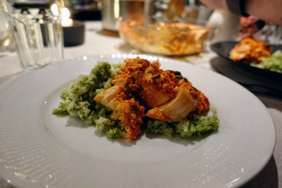 Ajvar & Fetaost Lax med Blomkåls/broccoli stomp